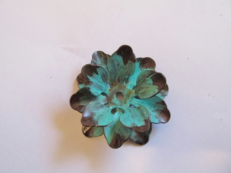 (image for) 3D Flower rustic pendant Turquoise #OPflower-2 - Click Image to Close